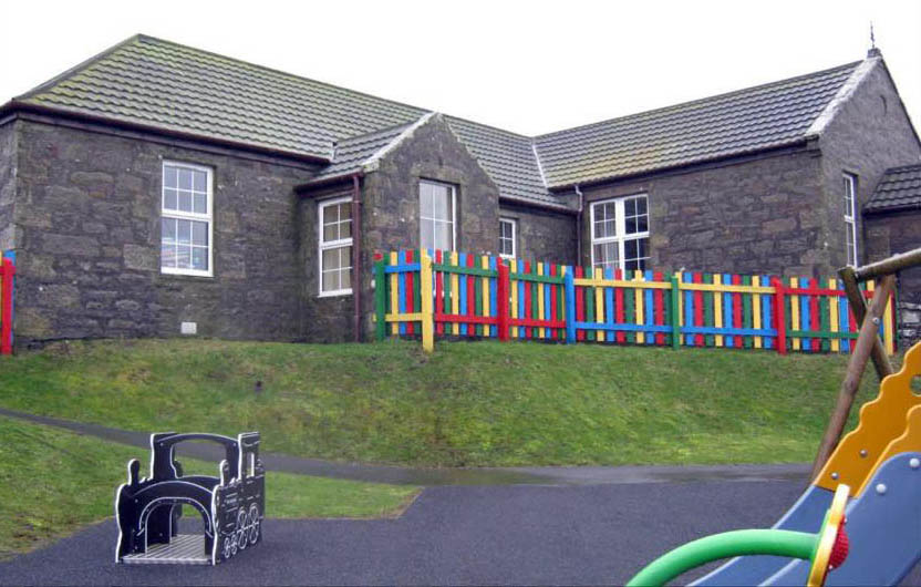 Outside the gulberwick Hall